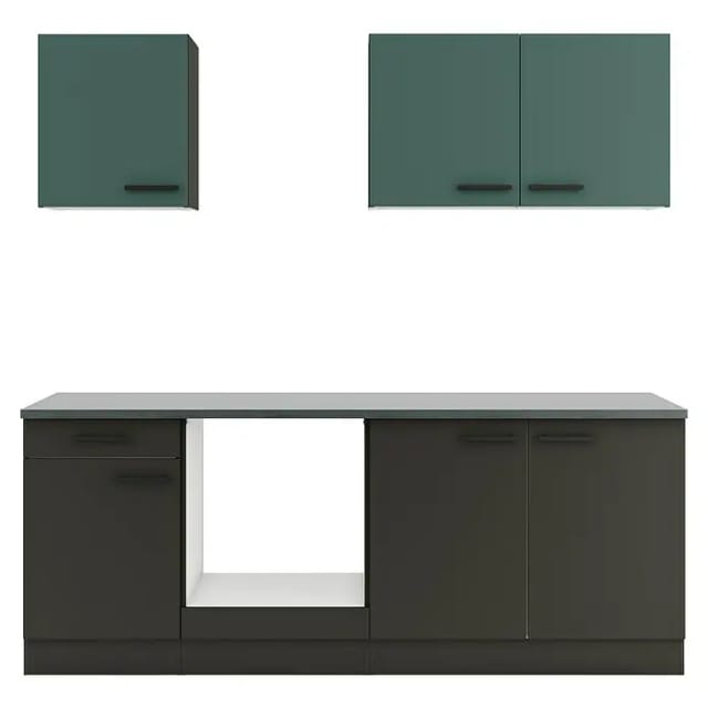 Optifit Küchenzeile KPVM 2136OE-9+ o. E-Geräte Steingrün/Anthrazit 210 cm