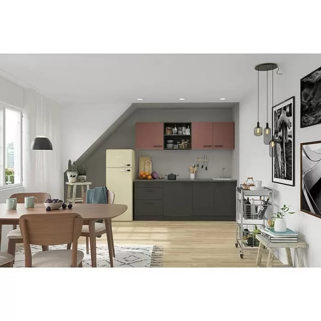 OPTIFIT Nizza407/Madrid420 Küchenzeile 210 cm Rostrot / Anthrazit