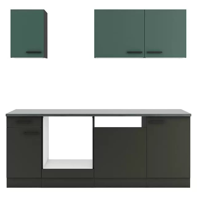 Optifit Küchenzeile KPVM 2179OE-9+ o. E-Geräte Steingrün/Anthrazit 210cm