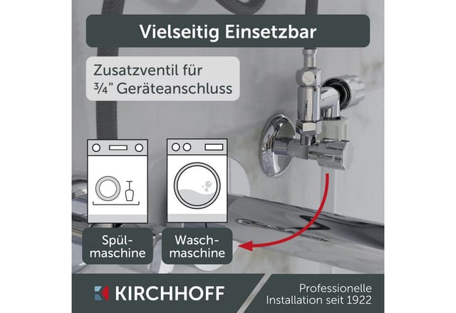Kirchhoff GA-Zusatzventil 15 mm (3/8 ZollIG) x 26,4 mm (3/4 ZollAG) x 16,7 mm x 10 mm