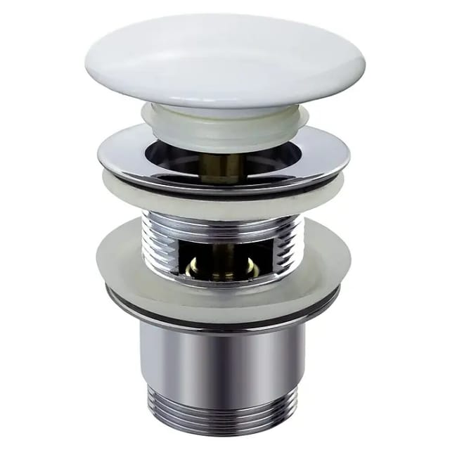 Kirchhoff Design-Ablaufventil mit Überlauf Kappe 41,9 mm (1 1/4 Zoll) x 65 mm Weiß