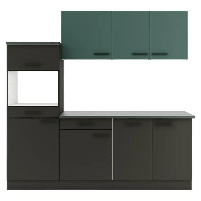 Optifit Küchenzeile KPVM 2181OE-9+ o. E-Geräte Steingrün/Anthrazit 210cm