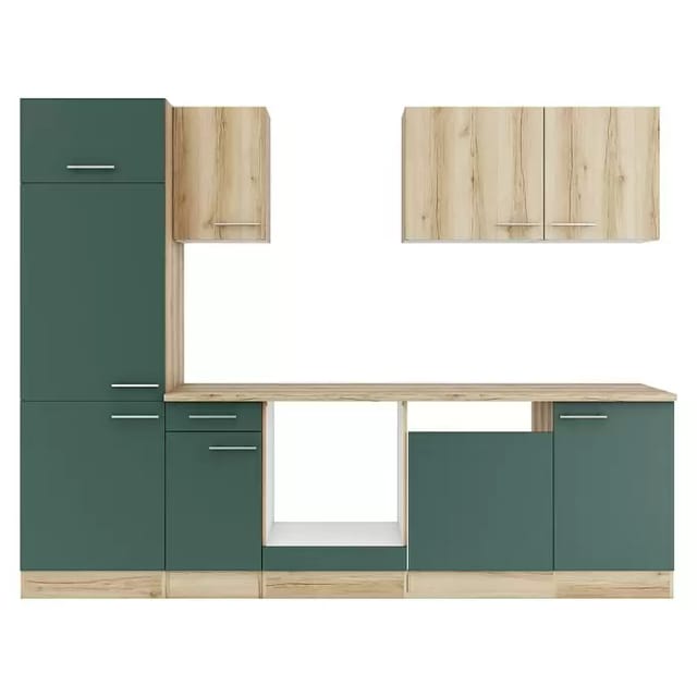 Optifit Küchenzeile KPLS 2702OE-9+ Li/Sav o. E-Ger. Wildeiche Nb./Steingr. 270cm