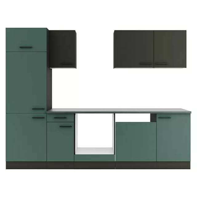 Optifit Küchenzeile KPMV 2702OE-9+ o. E-Geräte Anthrazit/Steingrün 270 cm