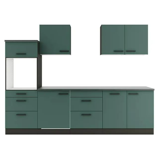 OPTIFIT Verona405 Küchenzeile 270 cm ohne E-Geräte Steingrün