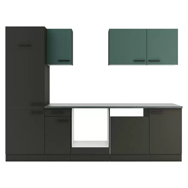 Optifit Küchenzeile KPVM 2702OE-9+ o. E-Geräte Steingrün/Anthrazit 270 cm