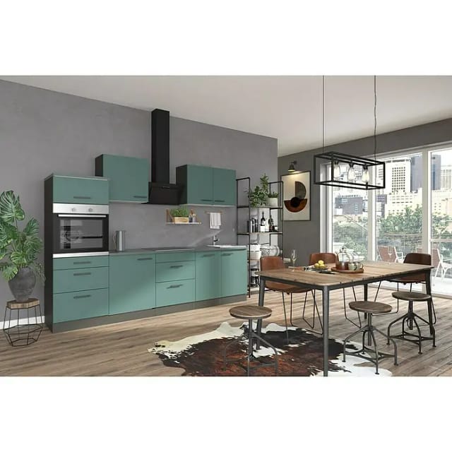 OPTIFIT Verona405 Küchenzeile 270 cm Steingrün