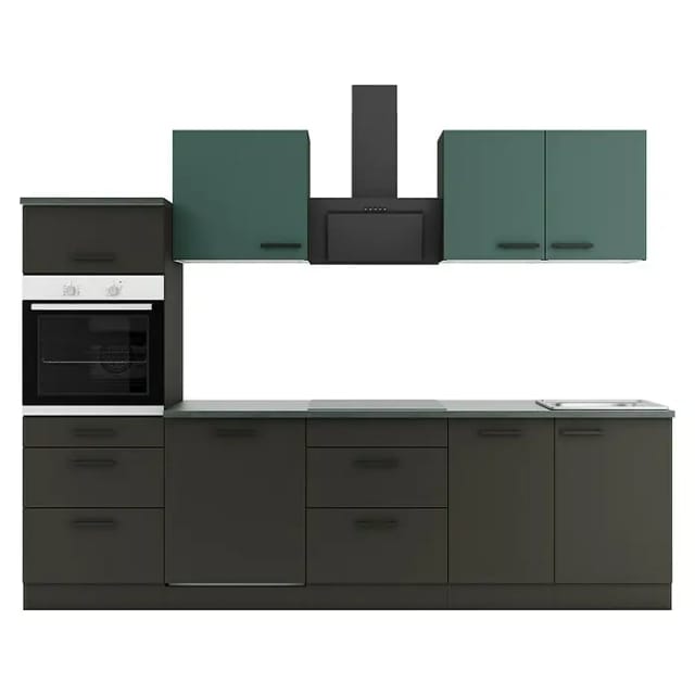 OPTIFIT Verona405/Madrid420 Küchenzeile 270 cm Steingrün / Anthrazit