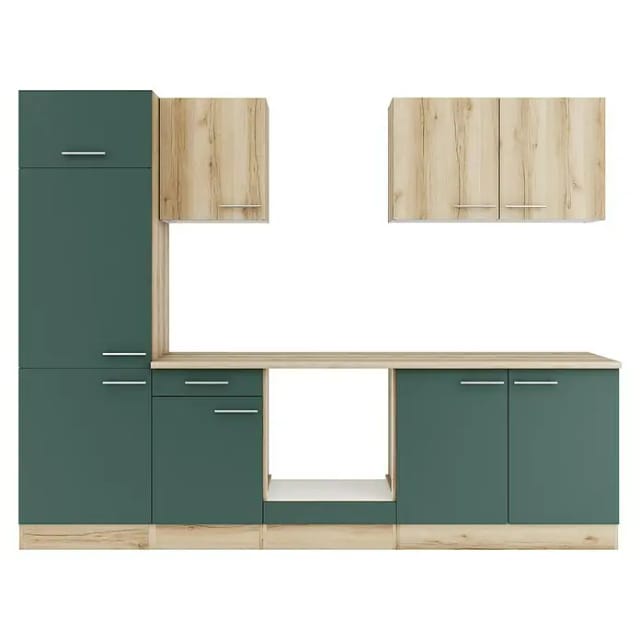Optifit Küchenzeile KPLS 2711OE-9+ Li/Sav o. E-Ger. Wildeiche Nb./Steingr. 270cm