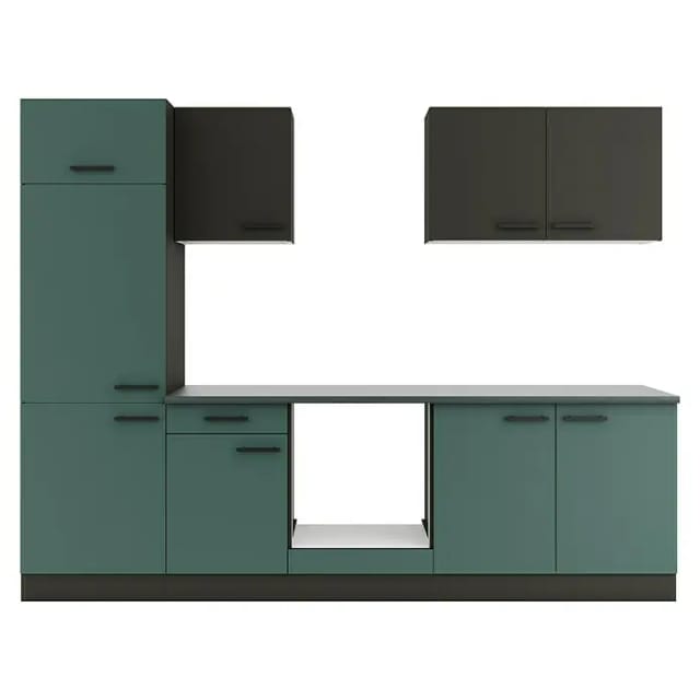 Optifit Küchenzeile KPMV 2711OE-9+ o. E-Geräte Anthrazit/Steingrün 270 cm