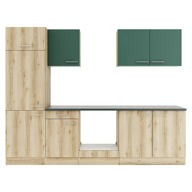 Optifit Küchenzeile KPSL 2711OE-9+ Sav/Li o. E-Ger. Steingr./Wildeiche Nb. 270cm