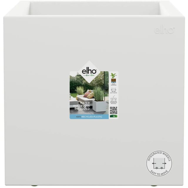Elho Pflanztopf Vivo Next 30 cm x 30 cm x 30 cm Weiß mit Rollen