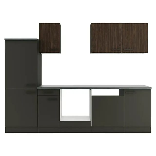 Optifit Küchenzeile KPRM 2742OE-9+ Rim/Madr o. E-Ger. Rillen Nussb./Anthr. 270cm