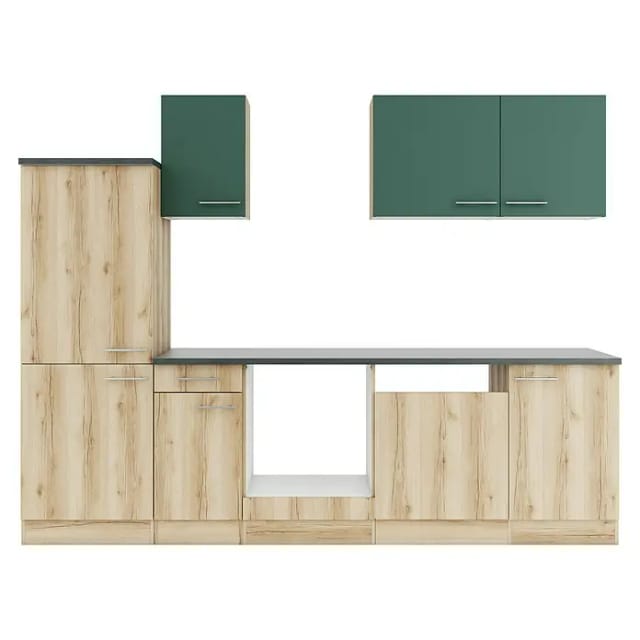 Optifit Küchenzeile KPSL 2742OE-9+ Sav/Li o. E-Ger. Steingr./Wildeiche Nb. 270cm