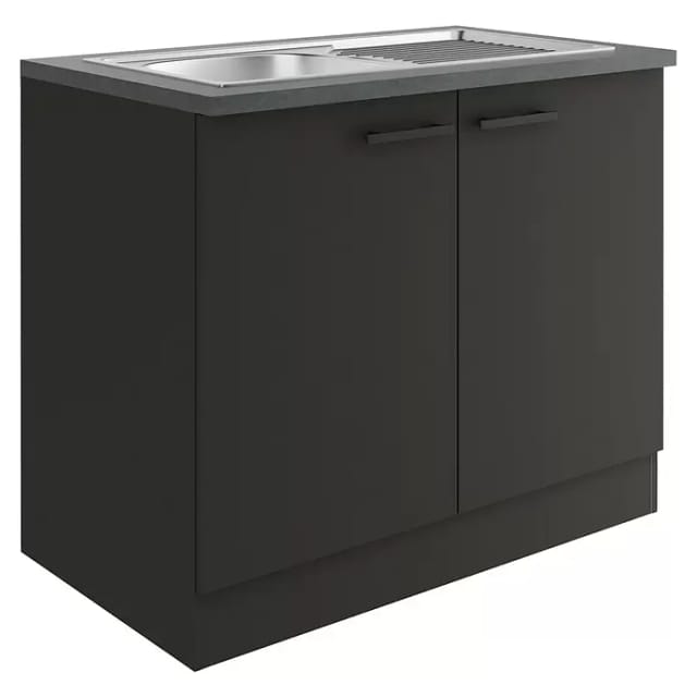OPTIFIT Madrid420 Küchen-Spülenunterschrank 100 cm Anthrazit Matt