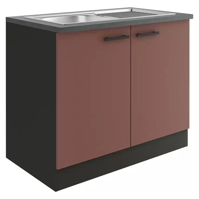 OPTIFIT Nizza407 Küchen-Spülenunterschrank 100 cm Rostrot