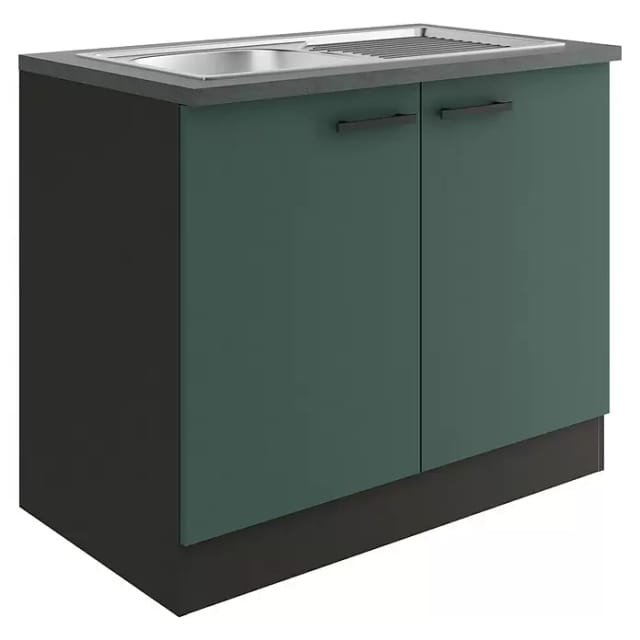 OPTIFIT Verona405 Küchen-Spülenunterschrank 100 cm Steingrün