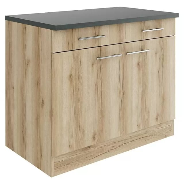 OPTIFIT Livorno290 Küchen-Unterschrank 100 cm Wildeiche Nachbildung