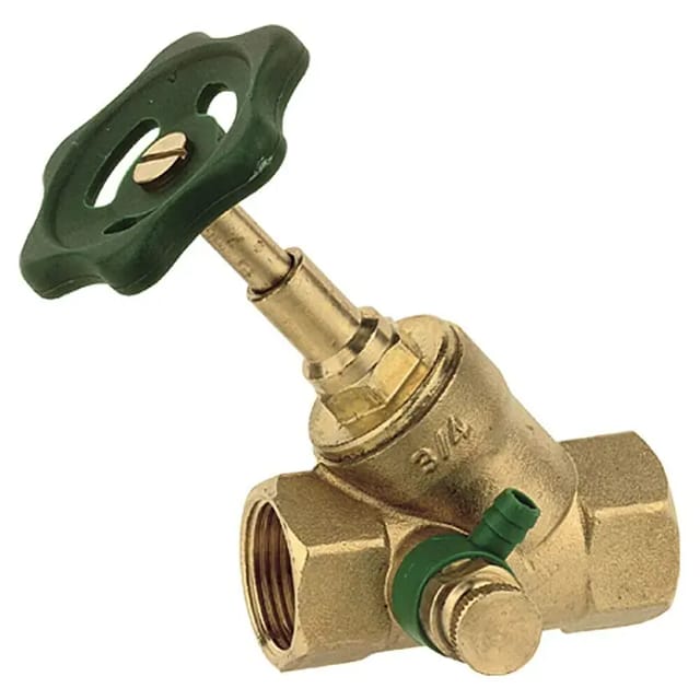 Kirchhoff Schrägsitzventil mit Entleerung Messing Glänzend 18,7 mm (1/2 Zoll)