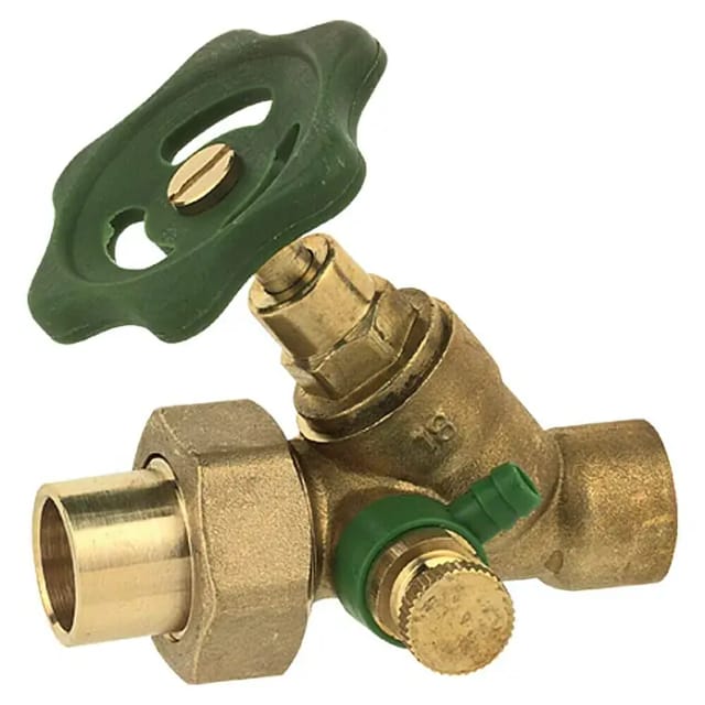 Kirchhoff Schrägsitzventil mit Entleerung Messing Glänzend 18 mm