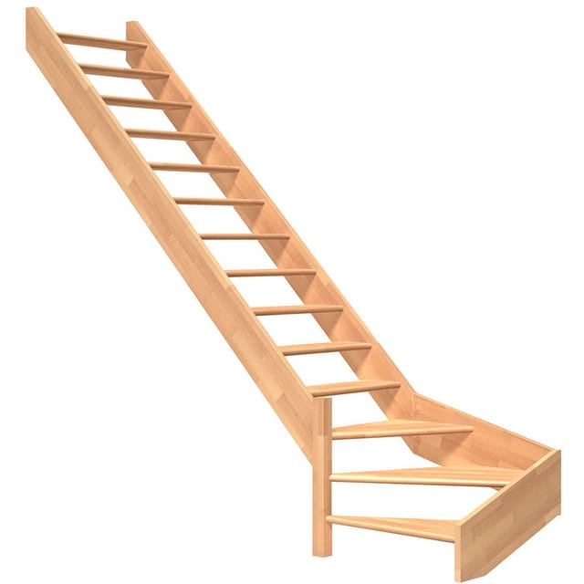 Dolle Wangentreppe Paris 1/4 gewendelt ohne Setzstufen Buche FSC