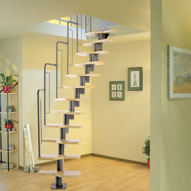 Dolle Systemtreppe Graz Metall mit Raumsparstufen inkl. Geländer FSC