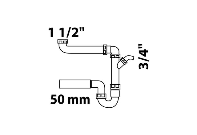 Kirchhoff Raumspar-Spültisch-Röhrensiphon 44,9 mm (1 1/2 Zoll IG) x 50 mm Weiß