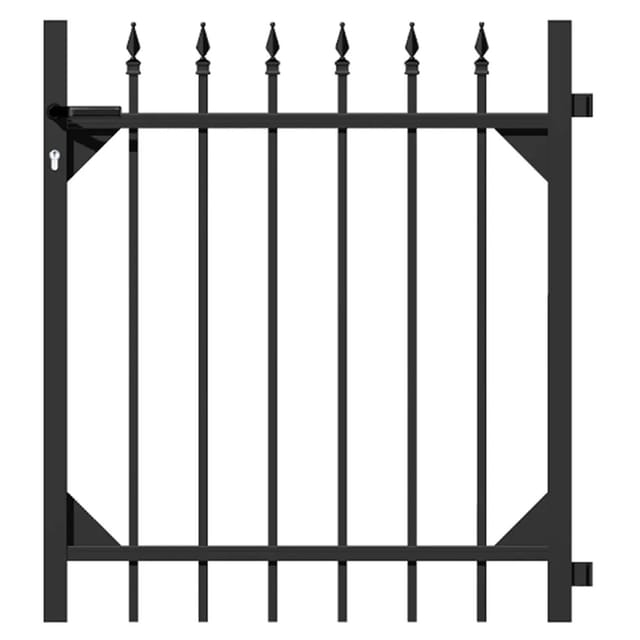 Metallzaun Einzeltor Chaussee Schwarz 100 cm x 96,5 cm