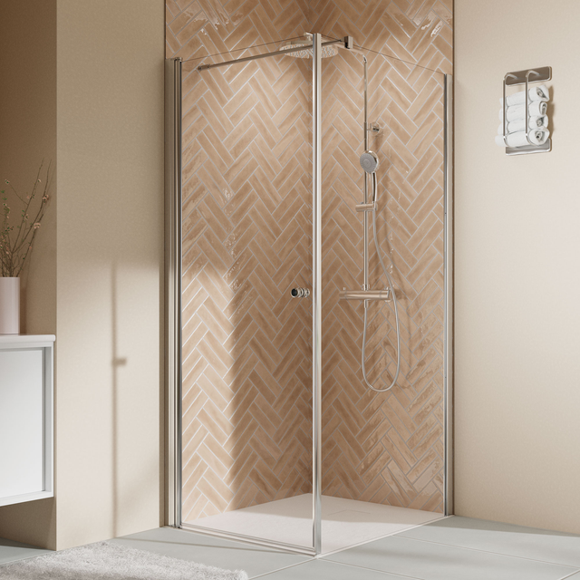 Breuer Drehtür Elana 2.0 Abgerundete Profile 90 cm Alu-Chrom DIN Links