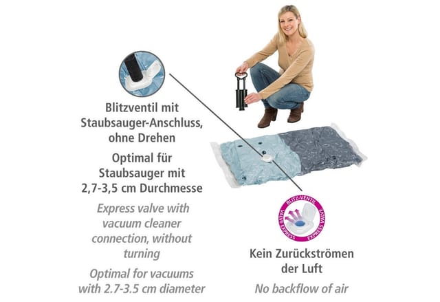 Wenko Vakuum Beutel Reise-Set Transparent 6-teilig mit Pumpe