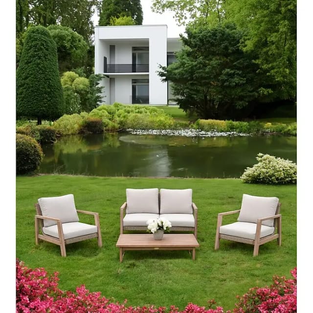 Garden Pleasure Lounge-Set San Mateo 4-teilig mit Kissen Braun FSC®