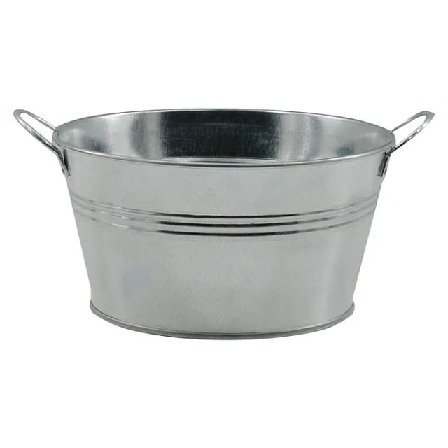 Zink-Wanne mit zwei Henkeln 19,5 cm x 19,5 cm x 10,3 cm Silber
