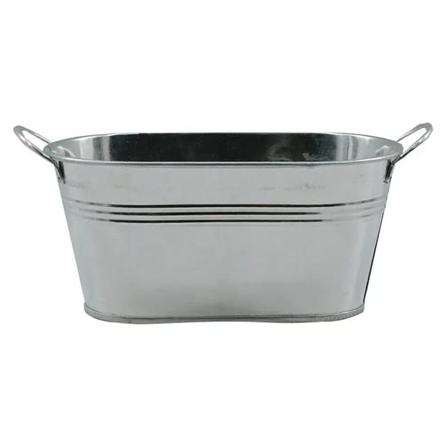 Zink-Wanne mit zwei Henkeln 22 cm x 12,5 cm x 10,5 cm Silber