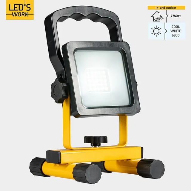 LED's Work Arbeitsleuchte Aufladbar 12W 1200,m 6.500 K IP 54 Schwarz-Gelb