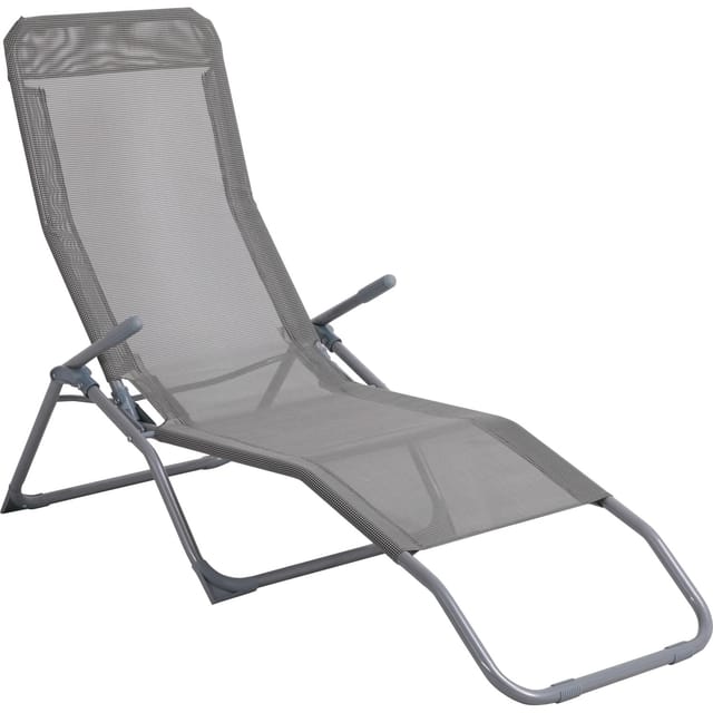 Sonnenliege Pando Klappbar 141 cm x 61 cm x 57-95 cm Grau