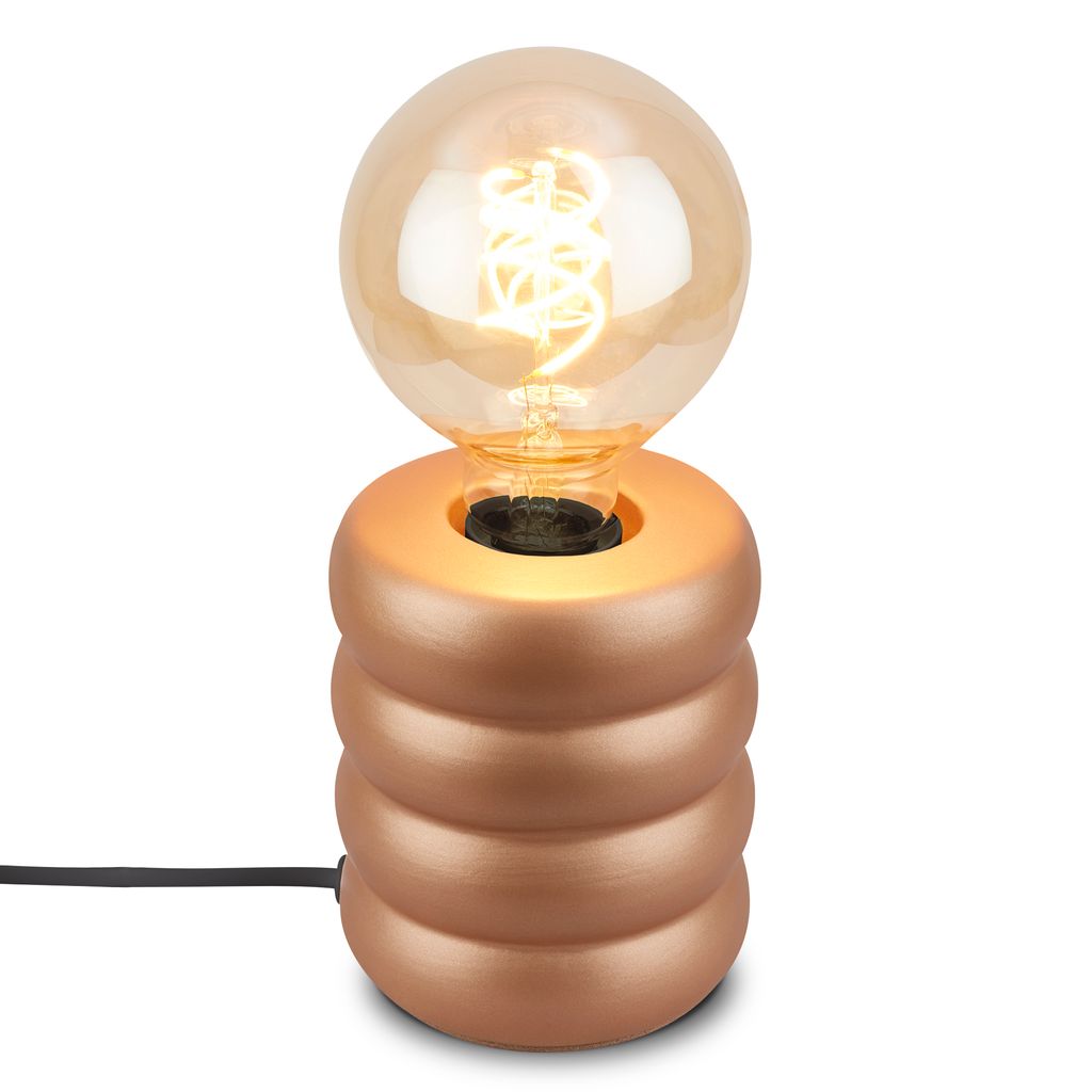 Briloner Tischleuchte Keramikfuß Ø10,5x12,5 Cm E27 Fassung Max. 25w Kabelschalter Coffee - Tischlampe Wohnzimmer Schlafzimmer Büro