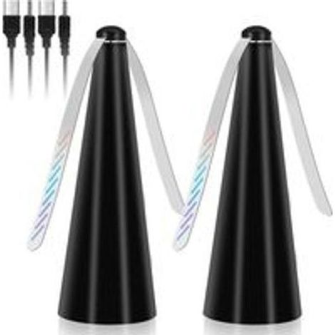 Bellerise – 2er-pack Fliegenfächer – Chemikalienfreies Holografisches Abwehrmittel, Weiche Und Leise Flügel – Für Picknicks – Schwarz