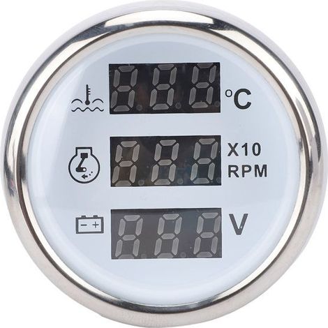 Bellerise – 52-mm-3-in-1-anzeige – Cx6086-blau – Wasser/drehzahl/volt – Blaues Display – Für Wohnmobil, Lkw, Boot