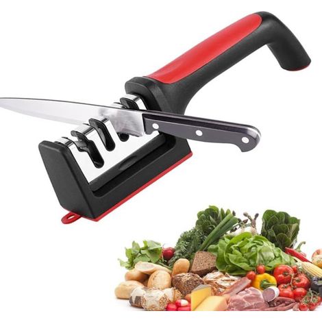 Bellerise – Manuelle Messerschärfer, Professioneller 4-in-1-messerschärfer, Scherenschärfer Mit Basis