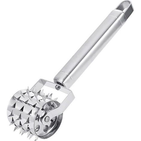Bellerise – 19 Cm Fleischklopfer, Fleischhammer Aus Silberfarbenem Edelstahl, Fleischklopfer Mit Rollen