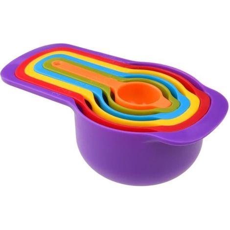 Bellerise - Set Aus 6 Farbigen Messbechern Und -löffeln - Für Präzise Messungen Von 7,5 Ml Bis 250 Ml.
