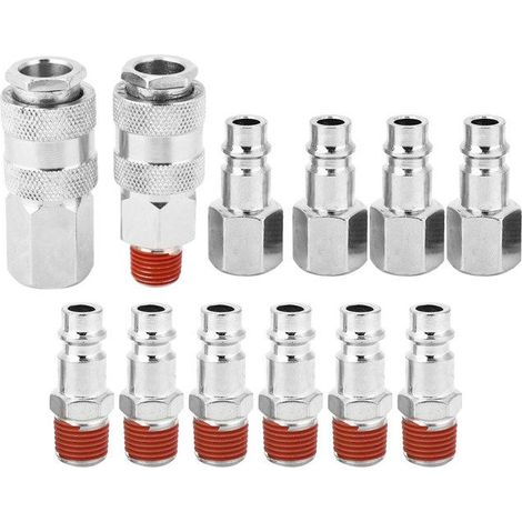 Bellerise – 12-teiliges Set Pneumatischer Verschraubungen – 1/4" Bsp – Europäischer Schnellanschluss – Werkstatt/feld