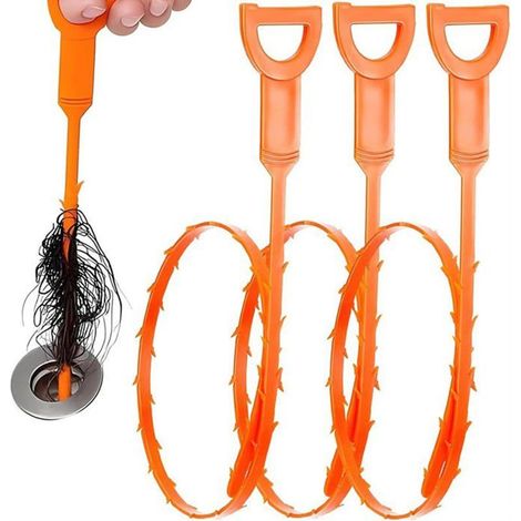 Bellerise – 3-teiliges Abflussreinigungs-set, 63,5 Cm Lange Flexible Rohr- Und Badewannenreinigungsbürste Mit Griff