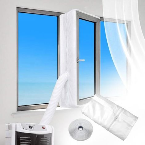 Bellerise – 4 M Fensterdichtungsset Für Mobile Klimaanlagen – 210t Wasserdichtes Dichtungsgewebe Mit Klebeband – Doppelreißverschluss