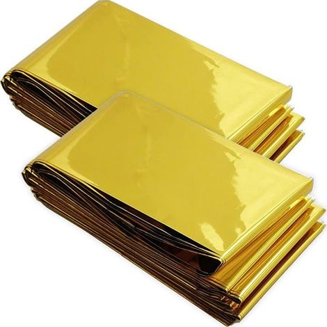 Bellerise - 2er-pack Goldene Überlebensdecken, Notfalldecken Für Outdoor-aktivitäten, Extra Groß, Wasserdicht (210 X 160 Cm)
