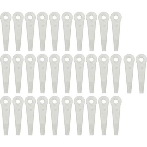 Bellerise – 32 Rasenmähermesser – Universelle Kunststoffmesser – Für Leises Und Sicheres Mähen – 10,5 Cm Weiß