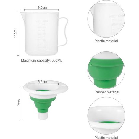 Bellerise – Vaso Messbecher & Falttrichter – 500 Ml Transparenter Kunststoff – Präzise Dosierung Ohne Überlaufen – Diy Co₂-aquarium