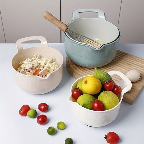 Bellerise - Set Mit 4 Salatschüsseln Aus Kunststoff — Rutschfestes Design, Ideal Für Die Zubereitung Von Salaten (1,1 L / 1,5 L / 2 L / 2,5 L)