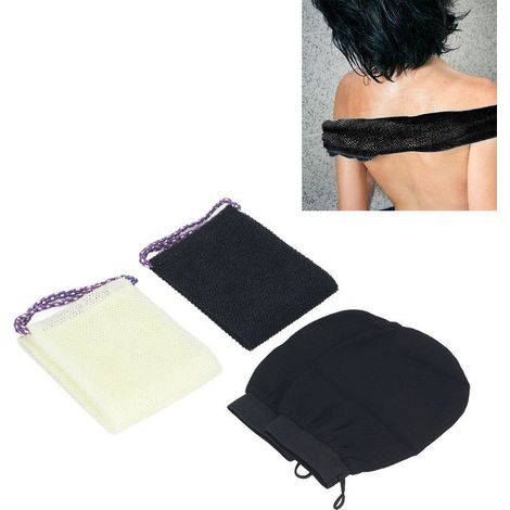 Bellerise – Peelinghandschuhe & -netze – Weiches Nylon – Für Bad & Empfindliche Haut – Schwarz/beige