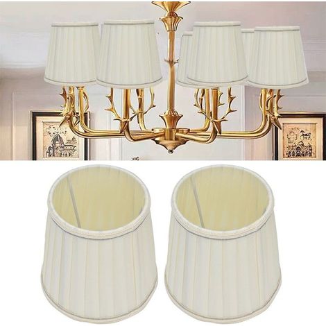 Bellerise – 2 Stofflampenschirme – Px38 Beige Mit Silberner Borte – Eleganter Europäischer Stil, Sanftes Licht – Wohnzimmer/schlafzimmer, 11,5 × 15,3 Cm